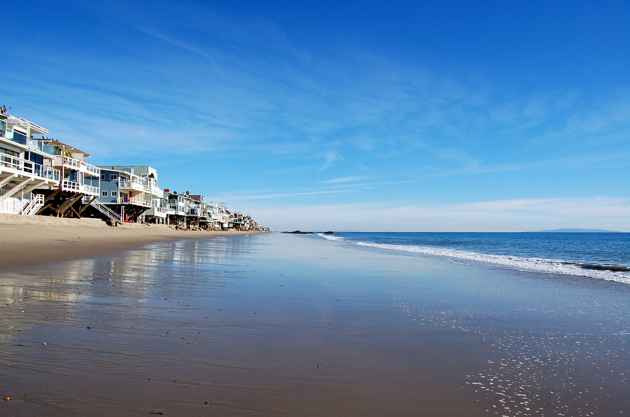 Houses along the beach in Malibu.